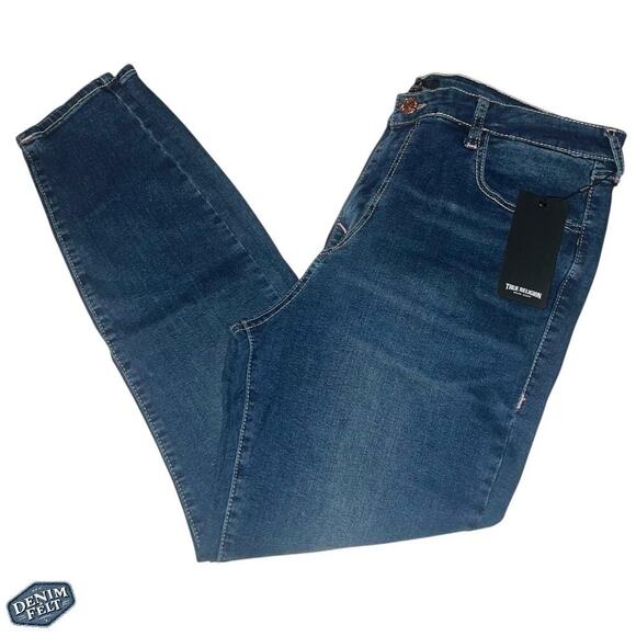 True Religion Women’s HALLE HIGH-WAISTED SUPER SKINNY BLUE DENIM JEANS | NEW!! - Picture 2 of 16